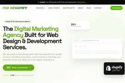 Screenshot of the Pro Designify homepage