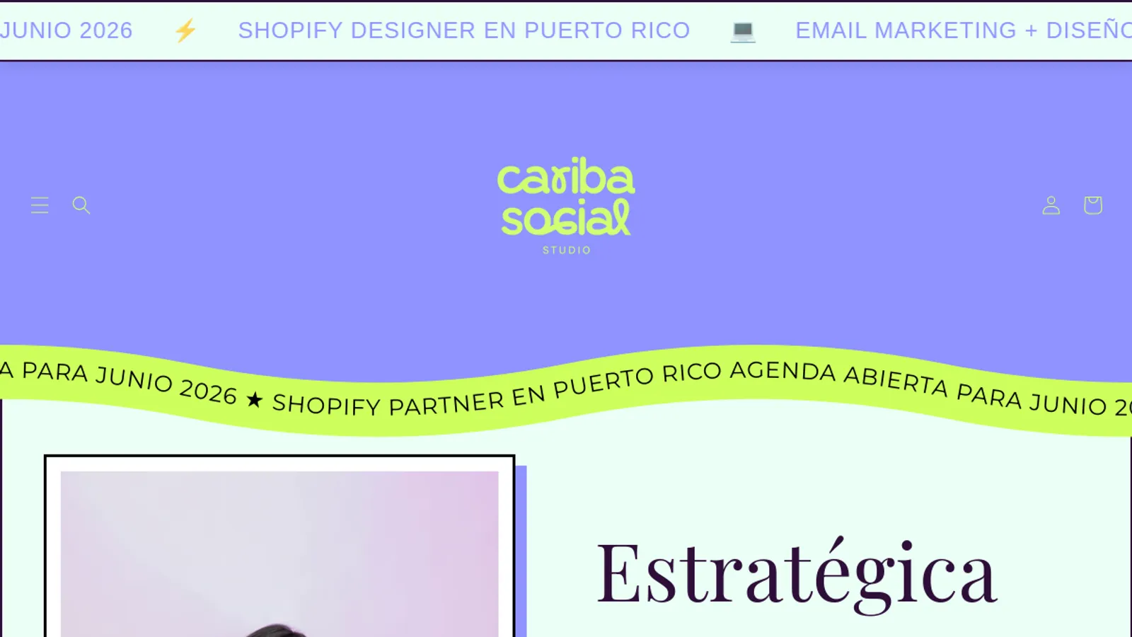 Screenshot of the Cariba Social Studio homepage