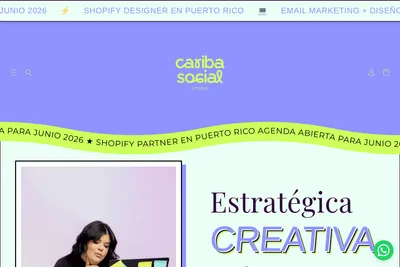 Screenshot of the Cariba Social Studio homepage