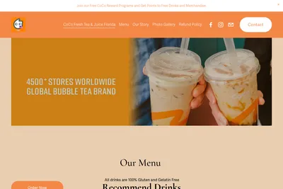 CoCo Bubble Tea website homepage