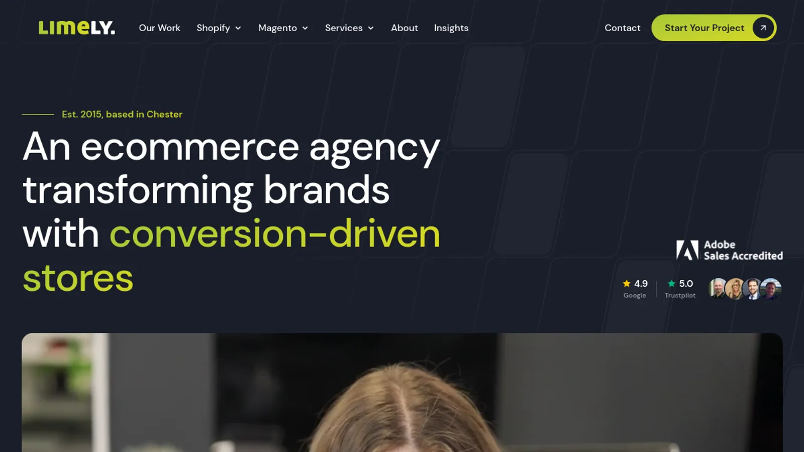 Screenshot of the Limely homepage
