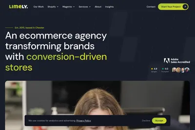Screenshot of the Limely homepage