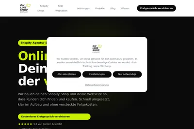 Screenshot of the Online Shop Einfach homepage