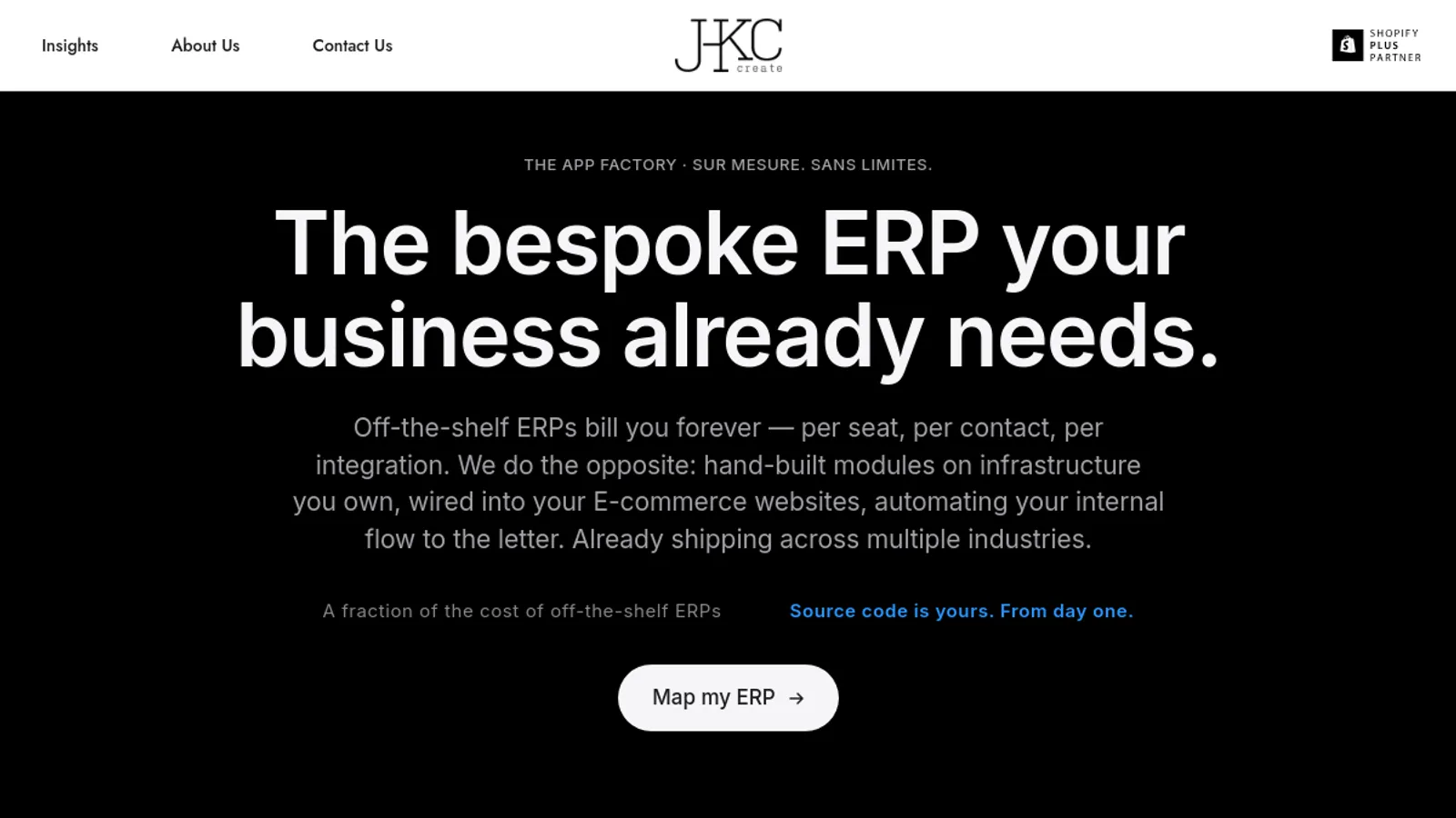 Screenshot of the JHKCreate homepage