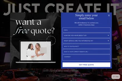 Screenshot of the Just Create It homepage