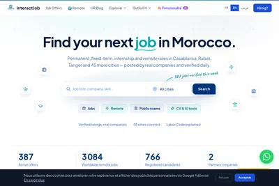 Screenshot of the InteractJob homepage