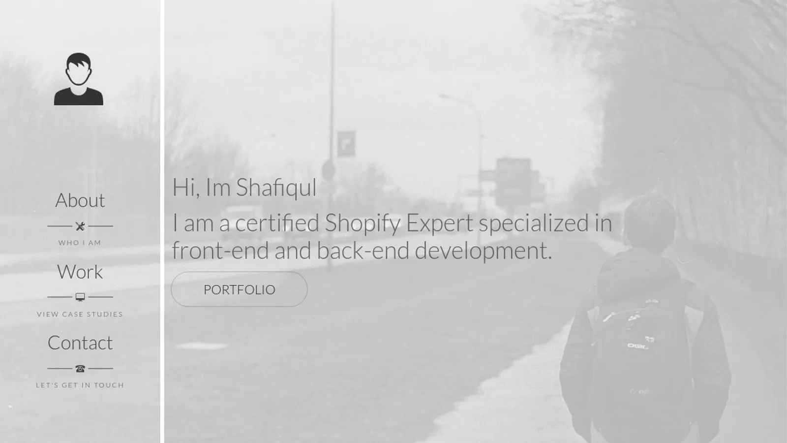 Screenshot of the Shafiqul homepage