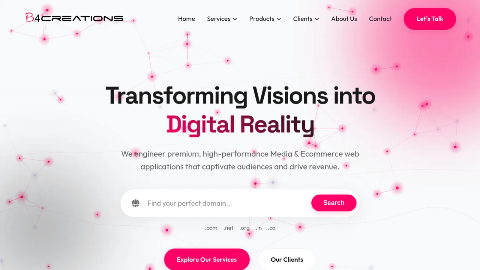Screenshot of the B4 Entertainments Private Limited homepage