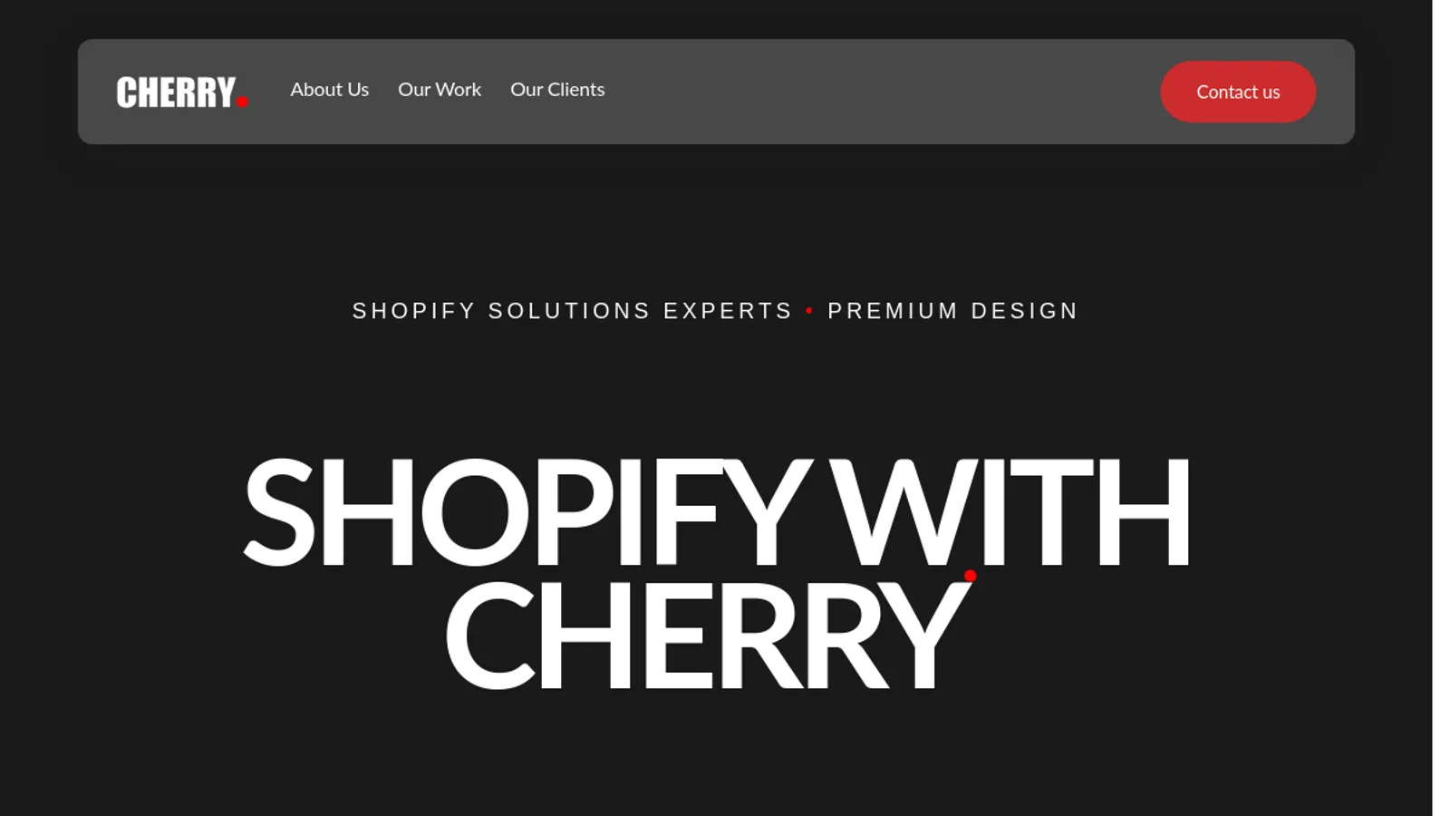 Screenshot of the CHERRY. homepage