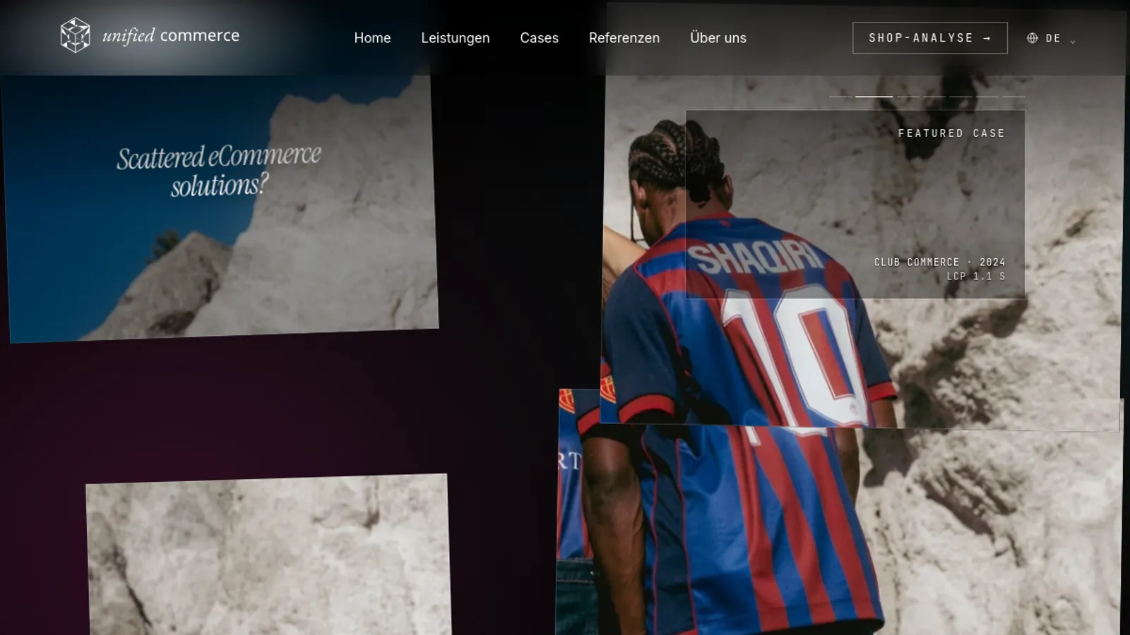 Screenshot of the unified commerce AG homepage
