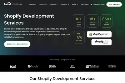 Screenshot of the Folio3 eCommerce homepage