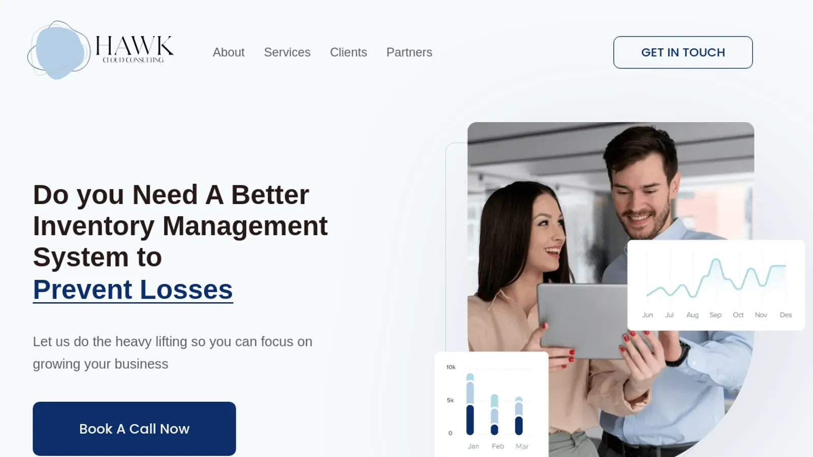 Screenshot of the Hawk Consulting homepage