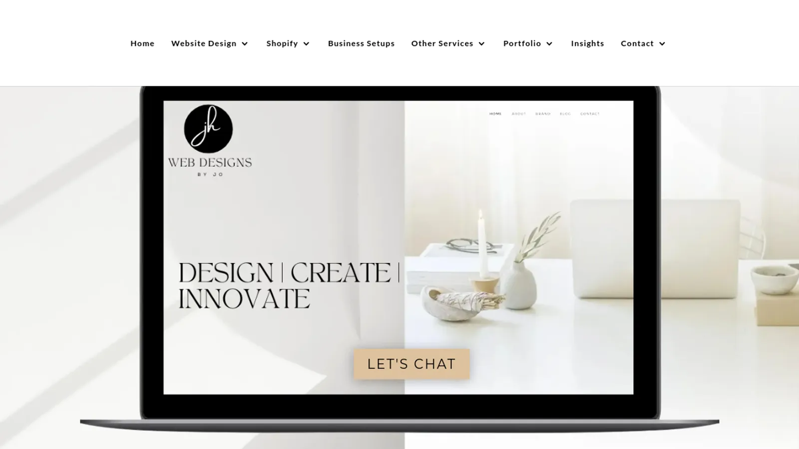 Screenshot of the JH Web Designs homepage