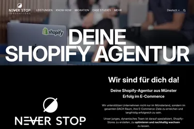 Screenshot of the NEVER STOP Innovations homepage