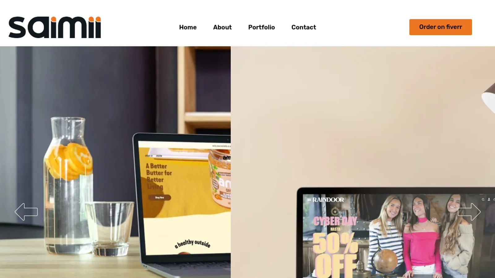 Screenshot of the Saimii homepage