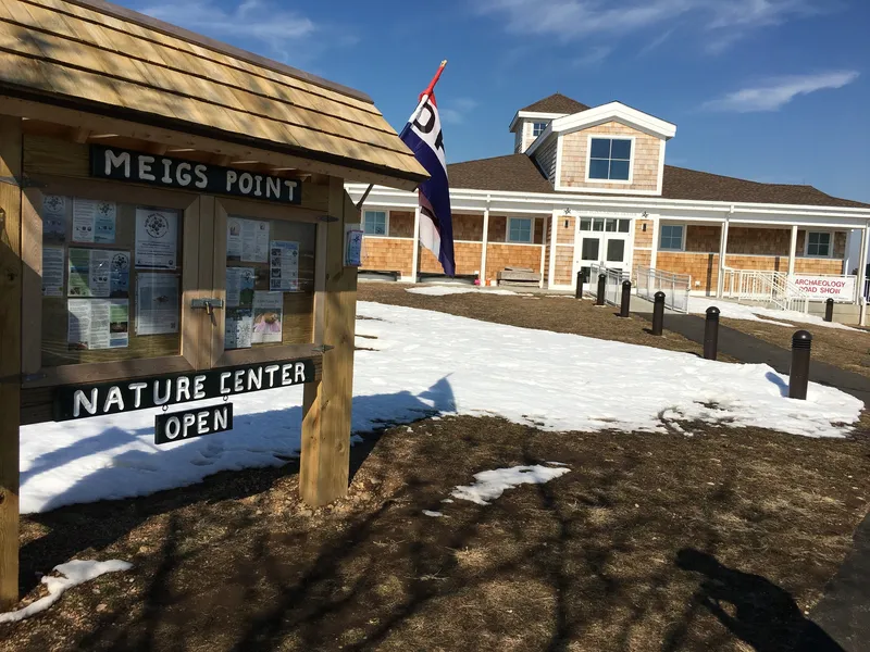 Meigs Point Nature Center at Hammonasset Beach State Park, in a new building that opened in 2016. The old building was the site's original farm house next door.
