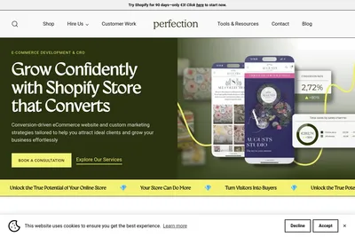 Screenshot of the Perfection Media homepage