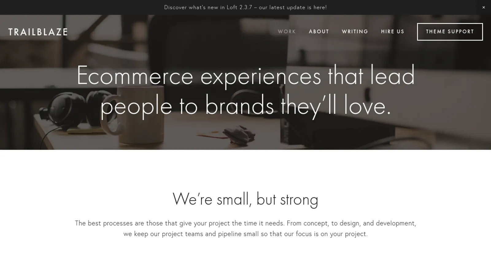 Screenshot of the Trailblaze Media homepage