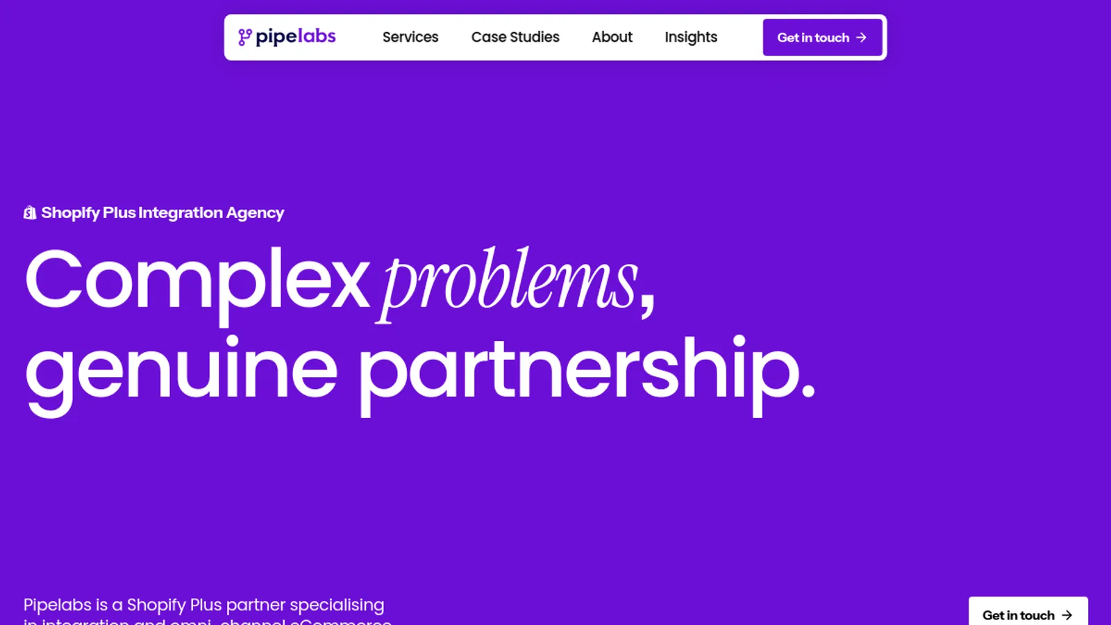Screenshot of the Pipelabs homepage