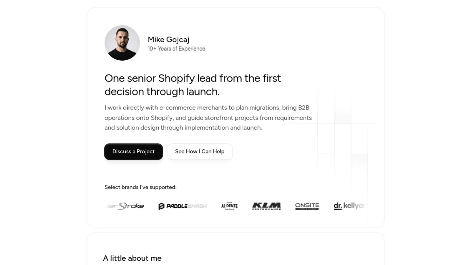 Screenshot of the Mike Gojcaj homepage