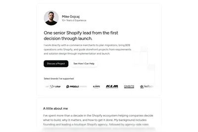 Screenshot of the Mike Gojcaj homepage