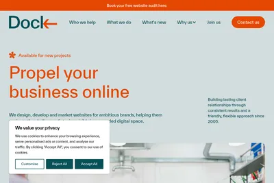 Screenshot of the Dock homepage