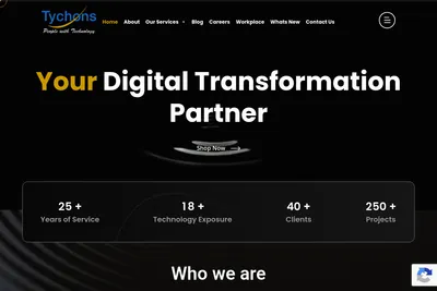 Screenshot of the Tychons USA LLC homepage