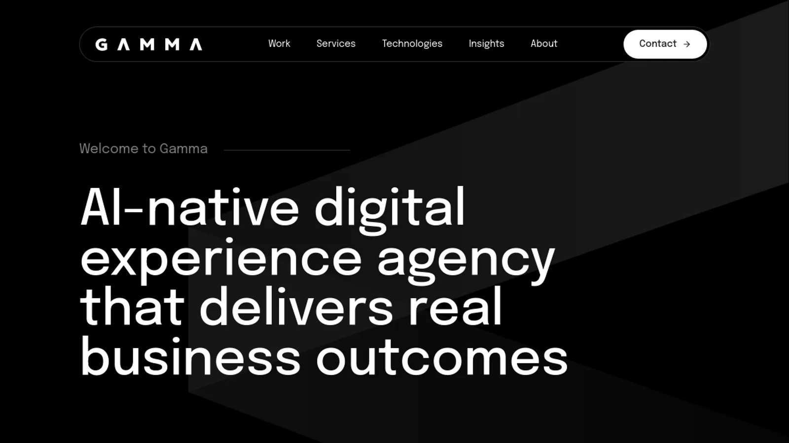 Screenshot of the GammaDX homepage