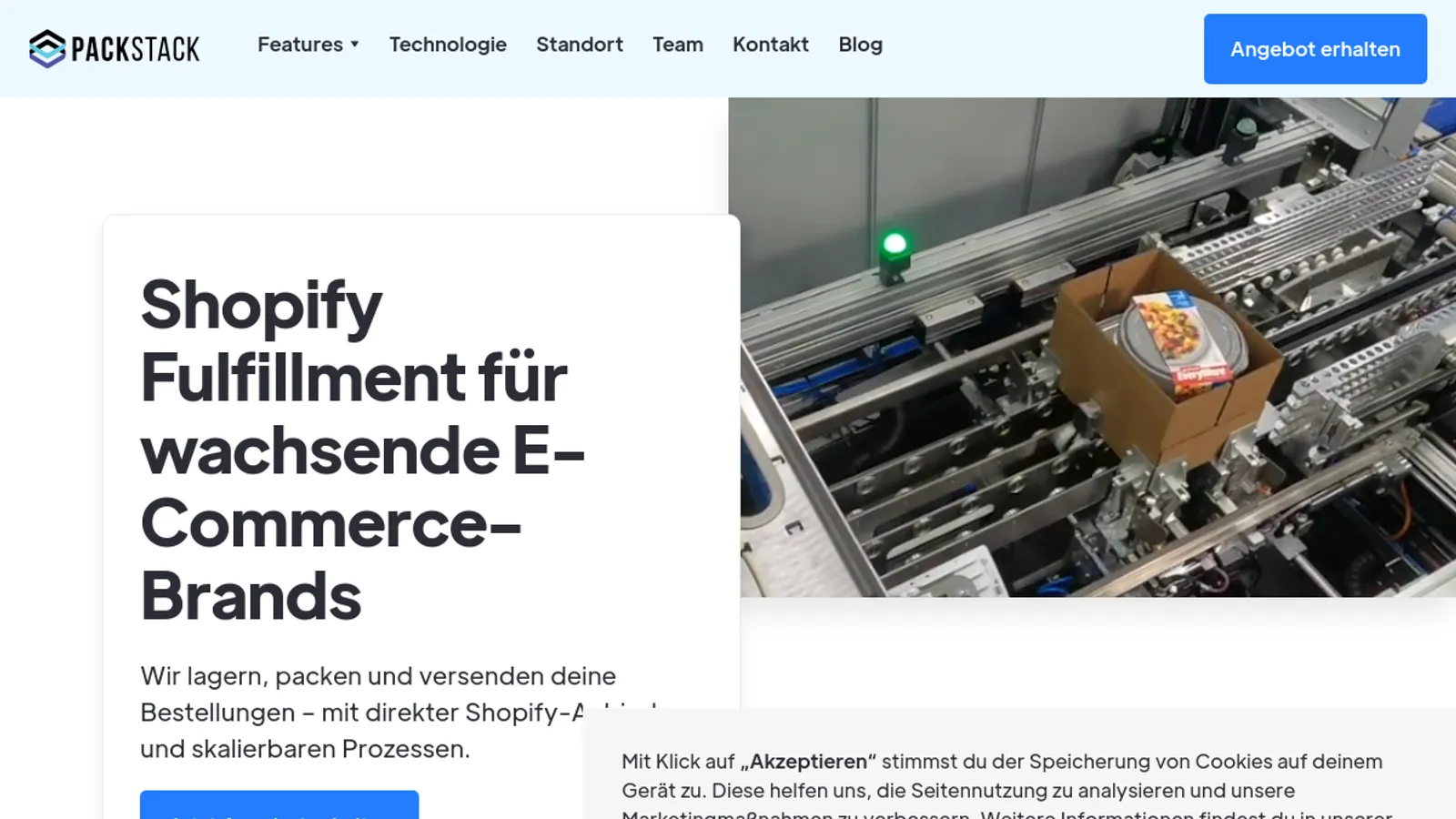 Screenshot of the Packstack GmbH homepage
