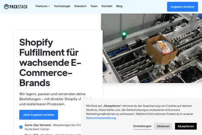 Screenshot of the Packstack GmbH homepage