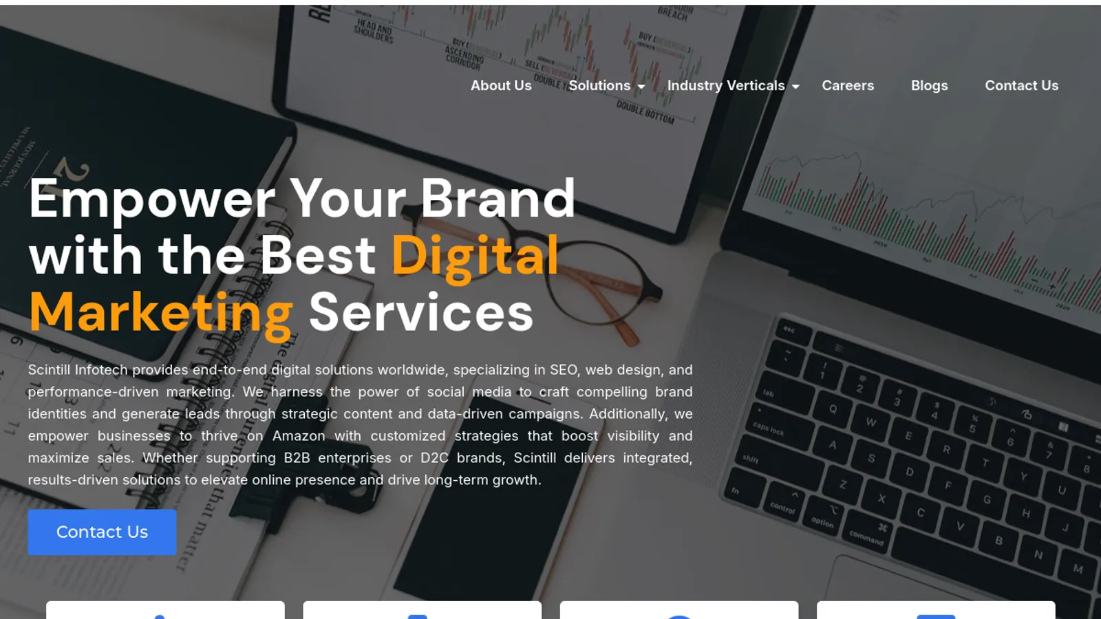 Screenshot of the Scintill Infotech homepage