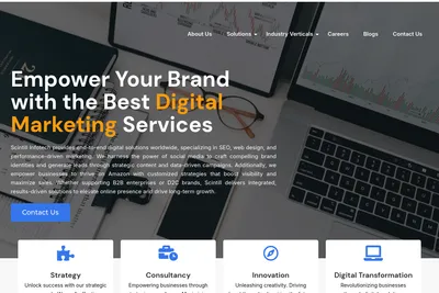 Screenshot of the Scintill Infotech homepage
