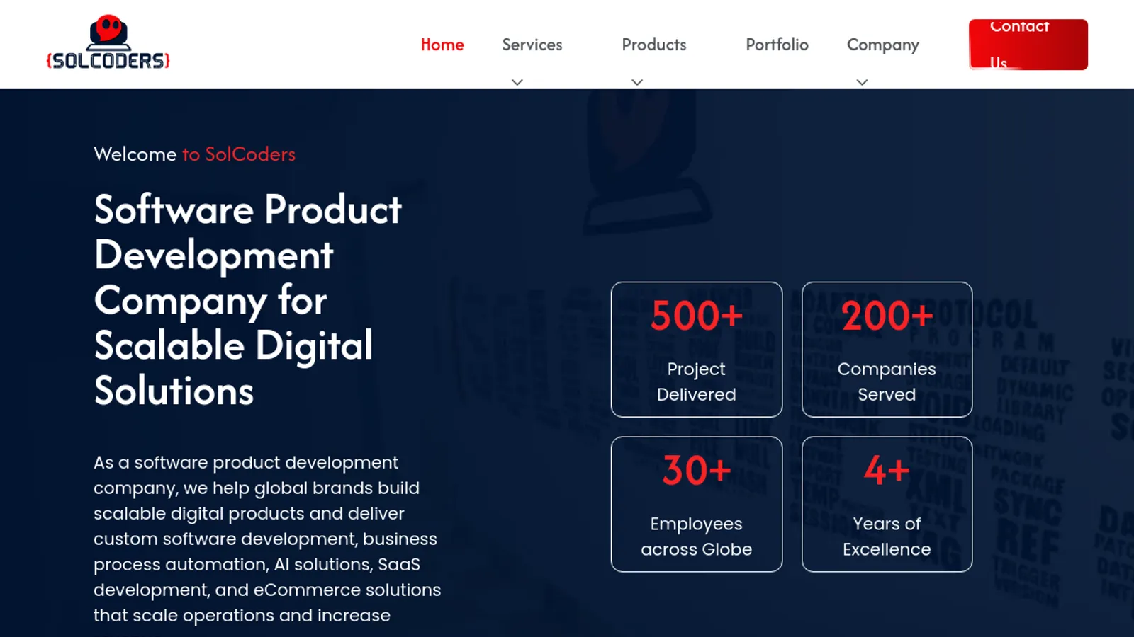Screenshot of the SolCoders homepage