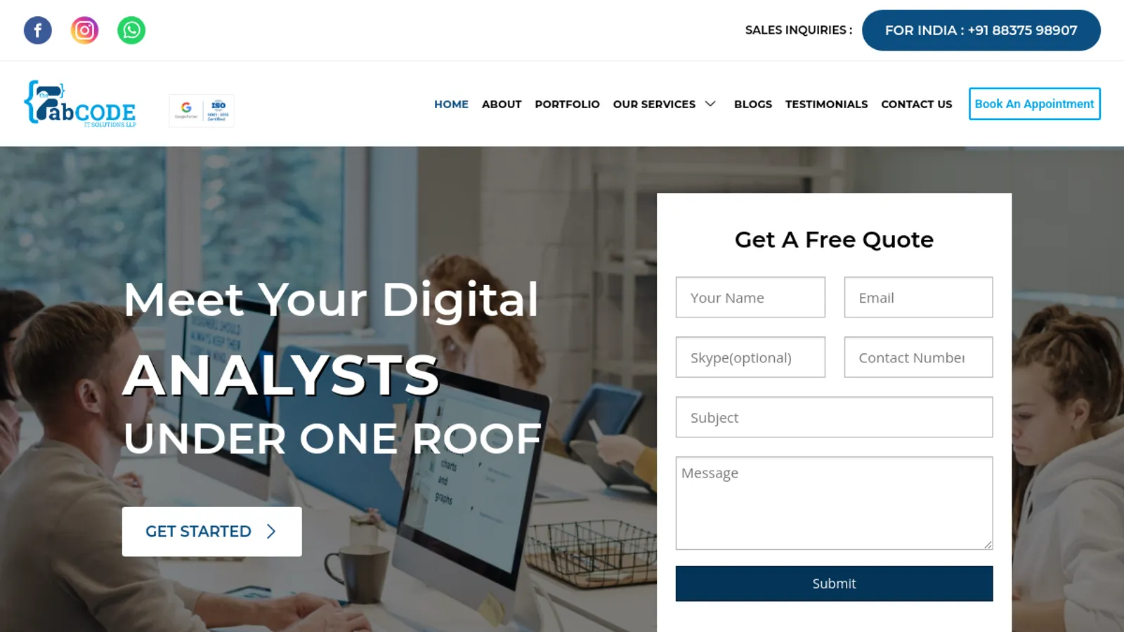 Screenshot of the The FabCode IT Solutions homepage
