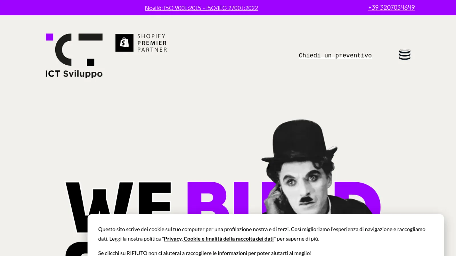 Screenshot of the ICT Sviluppo Srl homepage
