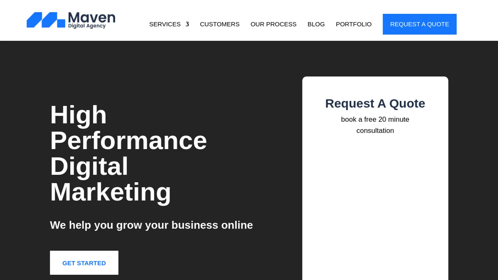 Screenshot of the Ecommerce Maven LLC homepage