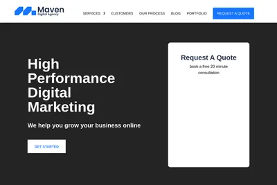 Screenshot of the Ecommerce Maven LLC homepage