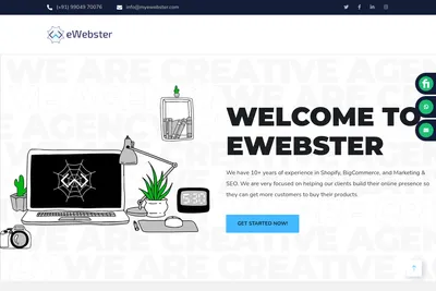 Screenshot of the eWebster Infotech homepage