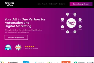 Screenshot of the Growth Vibez homepage