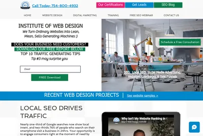 Screenshot of the Institute of Web Design homepage