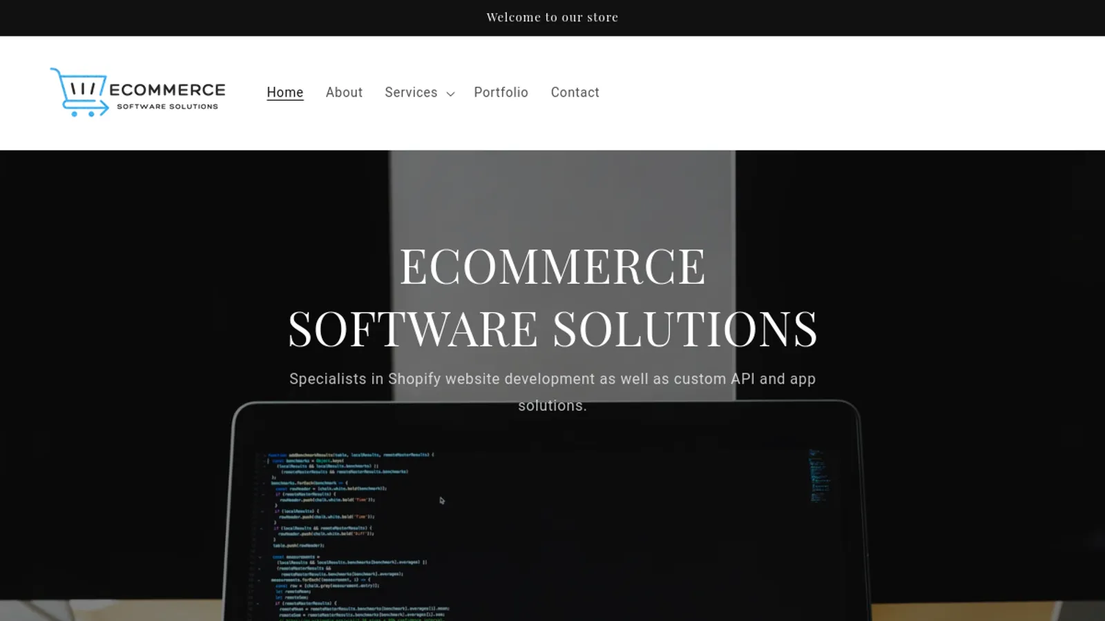 Screenshot of the eCommerce Software Solutions homepage