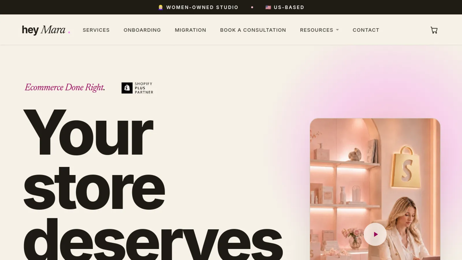 Screenshot of the HeyMara homepage