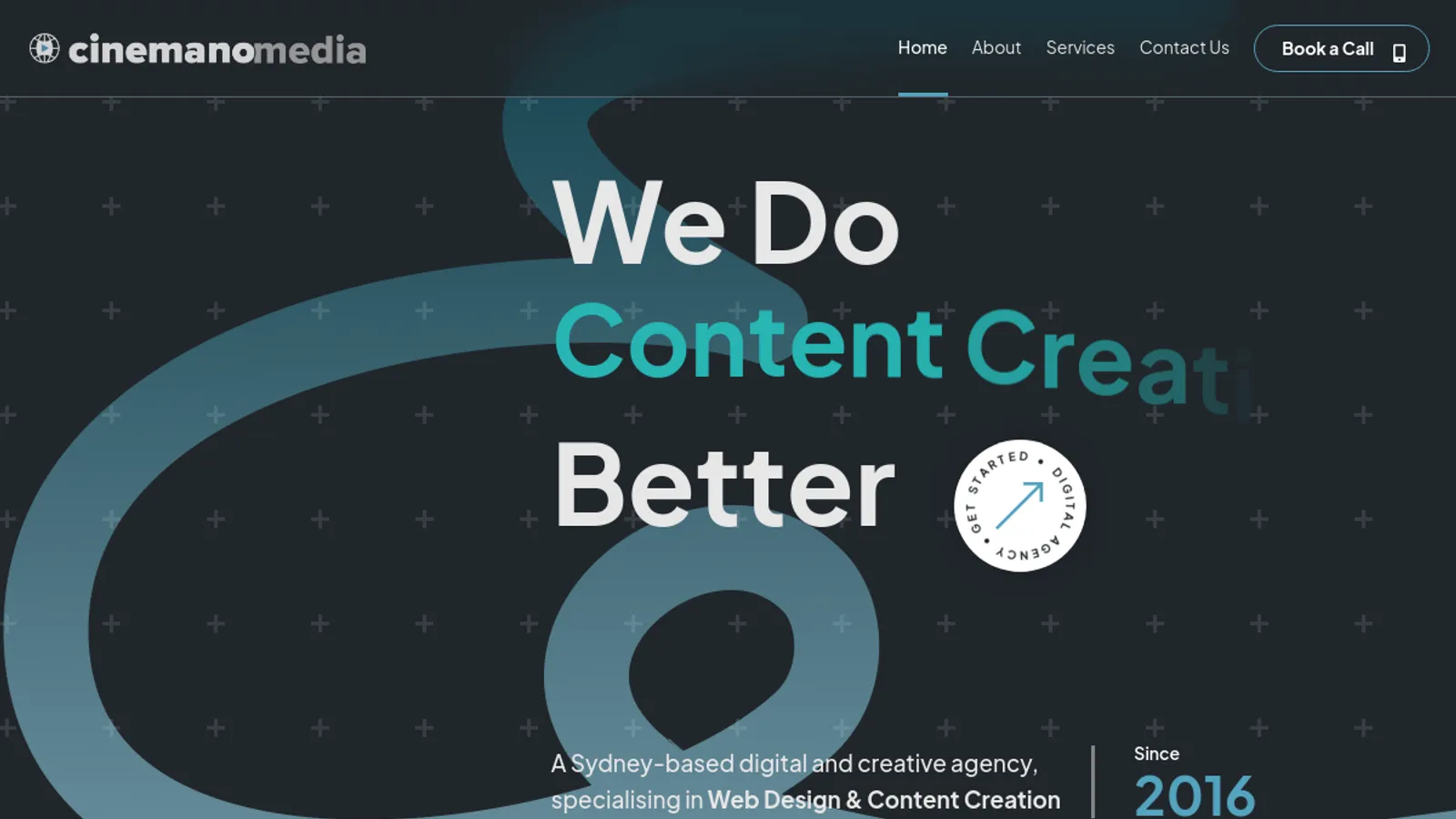 Screenshot of the Cinemano Media homepage