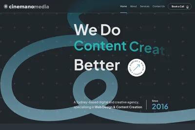 Screenshot of the Cinemano Media homepage