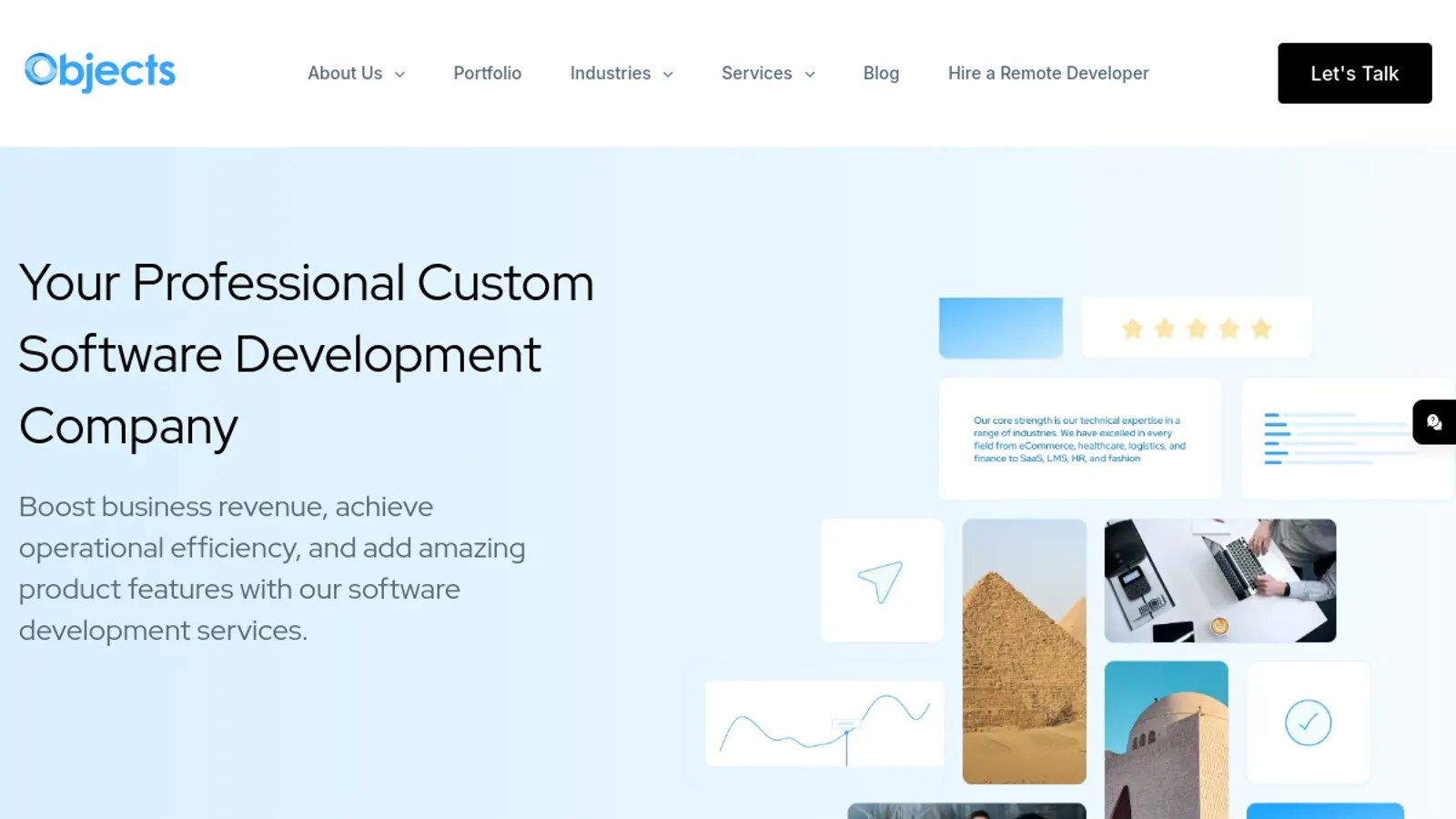 Screenshot of the Objects homepage