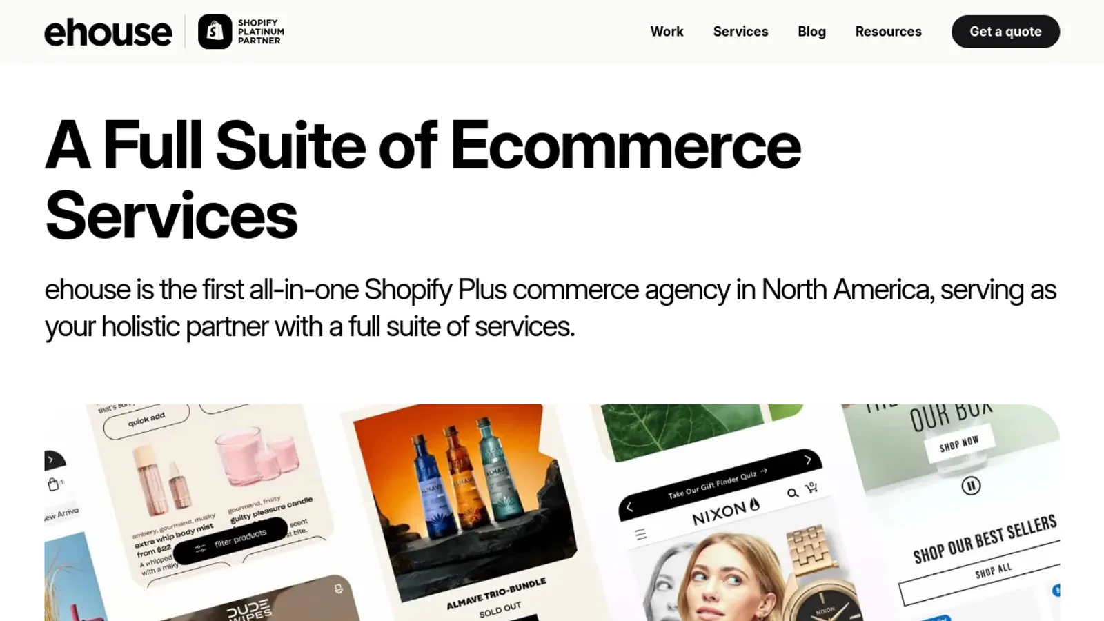 Screenshot of the ehouse homepage