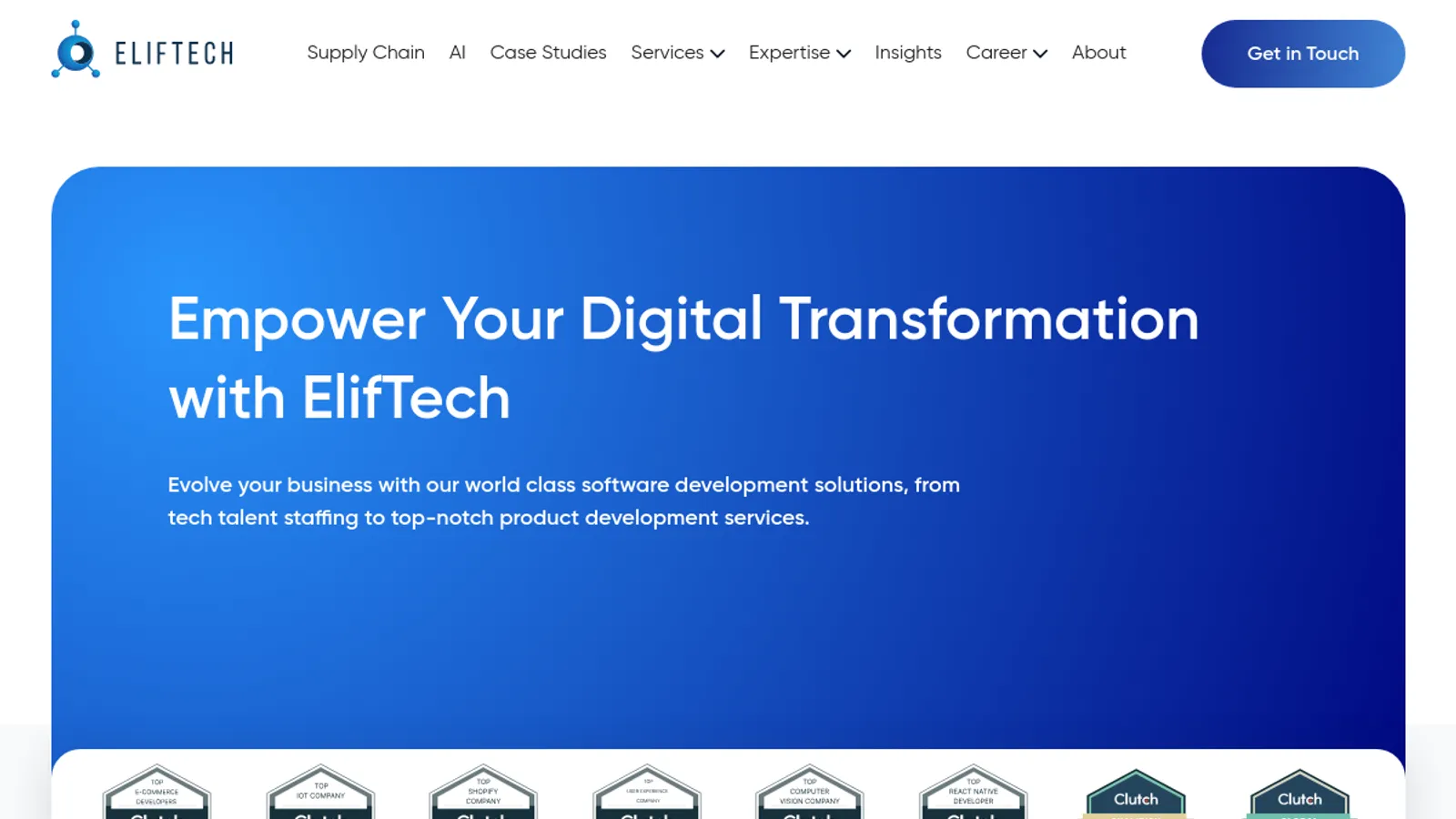 Screenshot of the ElifTech homepage