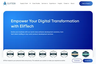 Screenshot of the ElifTech homepage
