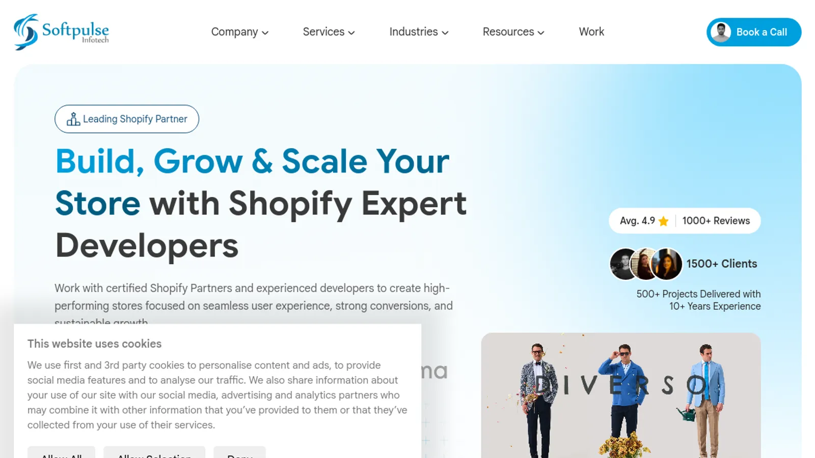 Screenshot of the Softpulse Infotech homepage