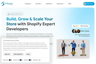 Screenshot of the Softpulse Infotech homepage